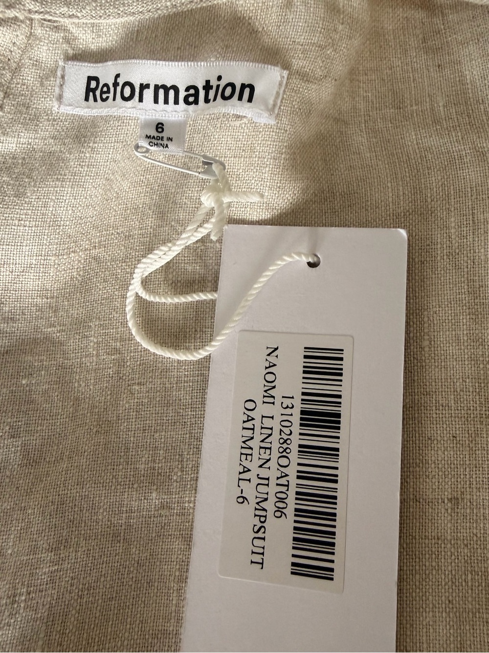 Reformation Naomi Linen Sleeveless Wide-Leg Jumpsuit - Natural - Picture 8 of 9